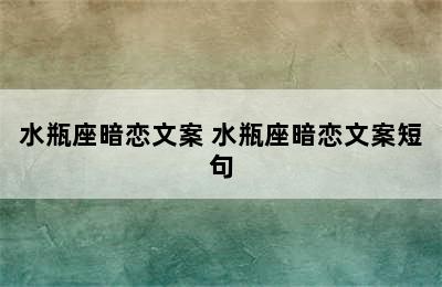 水瓶座暗恋文案 水瓶座暗恋文案短句